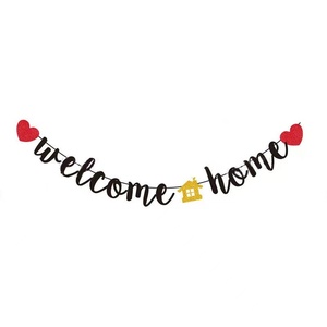 Banderola de Letras con Purpurina y Patrón de <span class=keywords><strong>Corazones</strong></span> para Decoración de Fiestas de Bienvenida en Casa y Bodas, Modelo HJ2025 Transfronterizo - Product Image 2