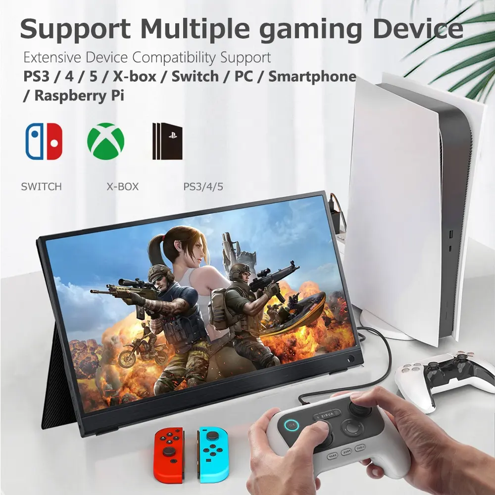 15.6-Inch USB-C Portable Monitors  1080P Full HD IPS Panel HD Eye Care Gaming Monitors with Stereo Speakers for Laptop Phone