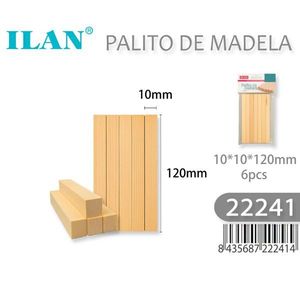 Bastoncini di Legno ILAN 10x10x120mm 6 Pezzi per Lavori Artigianali - Product Image 1