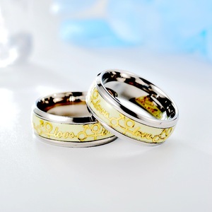 Glow in the Dark <b>Black</b> Trendy Fashion Male Female Jewelry <b>Mens</b> Stainless Steel Luminous <b>Rings</b> - Product Image 4