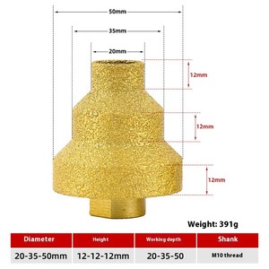 Forets diamantés M10 M14 pour chanfreinage, scies cloches, alésoirs pour carrelage, marbre, béton, maçonnerie, forage de puits, construction, brasés sous vide - Product Image 4