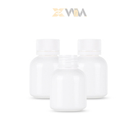 Flacon cylindrique en HDPE blanc de 70 cc pour médicaments, pilules, avec bouchon à vis