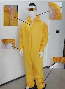 Macacão Descartável com Capuz, Sem Botas, com Punhos e Tornozelos Elásticos, Zíper Frontal com Aba e Capuz Elástico — Roupa de Segurança - Product Image 3