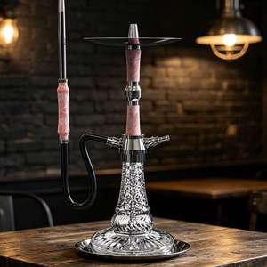 Pink <b>Crystal</b> Hookah Modern Water Pipe Glass Base Metal Stand Tobacco Smoking Accessory - Product Image 4