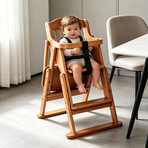 Chaise haute moderne en bois massif, certifiée sécurité, réglable en hauteur, écologique et durable pour bébés et enfants, chambre et cuisine - Product Image 5