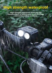 Lampe de vélo rechargeable 550 lumens en ABS et feu arrière à fixation sur cadre, étanche IPX6, LED 5 modes, portable - Product Image 5