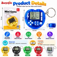 Porte-clés console de jeu rétro miniature en forme de cœur, jouet de jeu portable transparent, jouet anti-stress