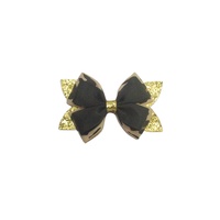 Barrettes à cheveux pour enfants avec nœud en ruban gros-grain imprimé léopard 5x5 pouces, pailletées - Style européen et américain de haute qualité