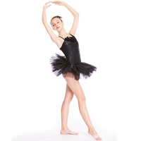 Midea — robe Tutu cygne noir, justaucorps à paillettes avec plumes, vêtement de danse moderne