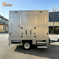 Remorque de toilettes mobiles portables à deux postes avec système de remorquage pour événements extérieurs, camping et chantiers de construction