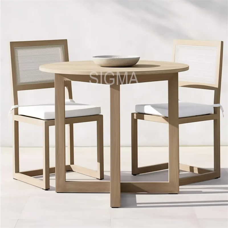 All Weather New Design Garden Furniture Set Patio Solid Teak Wooden Chair Sun Dining Round Rectangular Table 4 6 8 10 12 Person