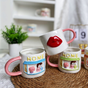 Unique Hand-Painted Couple Mugs Ceramic Coffee Mug Gift Mug for Lover - Product Image 1