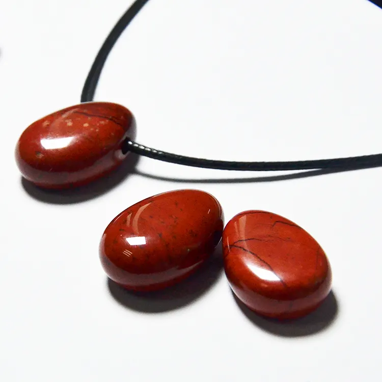 Miss Stone 2023 Wholesale 30mm Oval Drop Red Jasper Pendant Natural Stone For Jewelry Necklace Making