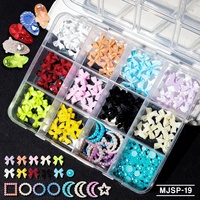Hiasan kuku Resin bunga dasi kupu-kupu 3D, Set perhiasan seni kuku mutiara setengah bundar, dan berlian imitasi pipih untuk dekorasi DIY