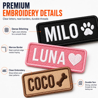 Étiquette nominative personnalisée pour harnais de chien, badge d'identification auto-agrippant pour collier, gilet, sac à dos, avec coutures apparentes, patch brodé personnalisé pour animaux de compagnie, OEM