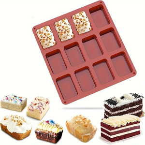Rectangular <b>Silicone</b> Cake Mold 12 Cavity <b>Baking</b> Dessert Bread Mold Oven Safe Commercial Use - Product Image 5