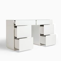 Table de toilette de style minimaliste personnalisée, finition brillante en mélamine blanche, collection Luxe, console de maquillage à 6 tiroirs, coiffeuse