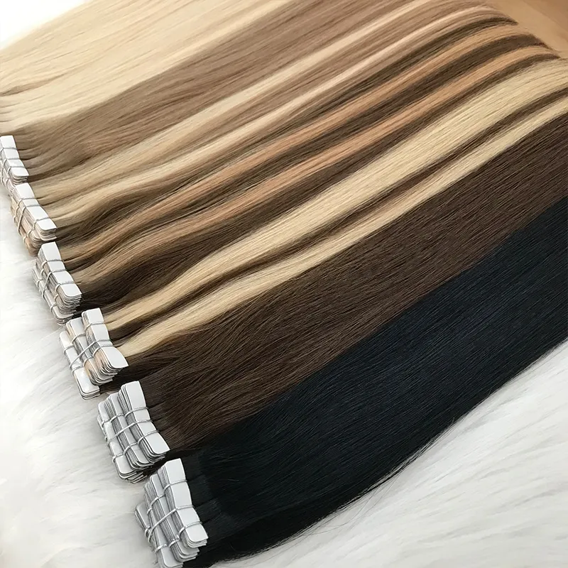 Wholesale Russian Hair Double Drawn Tape In Human Hair Extension 100% Human Hair