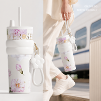 Vaso Térmico de Acero Inoxidable de Doble Pared de 710 ml con Logotipo Personalizado, Aislamiento al Vacío Clásico, para Estudiantes, Adolescentes, Viajes, con Cuerda y Pajitas Nuevas