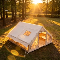 Tente de camping gonflable portable Tinry haute résistance quatre saisons, à colonnes d'air, avec logo personnalisé, double couche isolée et imperméable, à montage rapide