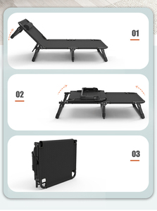 Foldable Single <b>Bed</b> Lunch Break <b>Bed</b> Outdoor <b>Camping</b> Nap <b>Bed</b> Camp Cot / <b>Folding</b> Cot Multifunctional Recliner ZDC0001 Steel Frame - Product Image 2