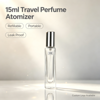 Flacon pulvérisateur de parfum vide en verre de 15 ml, portable, rectangulaire, avec couvercle argenté et diffuseur, pour échantillon de parfum ou emballage cosmétique