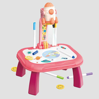 Enfants led projecteur table à dessin jouet peinture jeu couleur graffiti fusée projection table à dessin avec projecteur