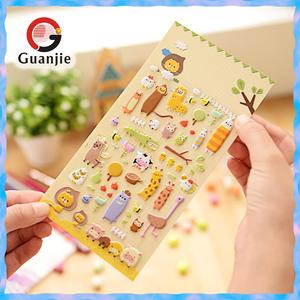 귀엽고 예쁜 <span class=keywords><strong>3D</strong></span> PVC 퍼피 스티커 도매, 어린이용 동물 공룡 과일 디자인, 친환경 방수 스크랩북용 - Product Image 4