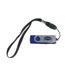 Memoria USB Giratoria Personalizada 3.0/2.0 de Metal + Silicona Azul con Impresión de Logotipo Personalizado, Regalo Promocional Empresarial, Cordón y Caja de Regalo - Product Image 1