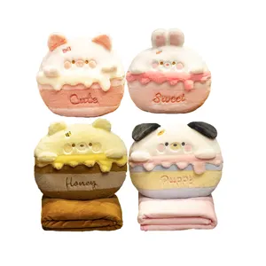 Cartoon Stuffed Animal Shaped Cake Pillow Blanket Cute Bunny Puppy Bear Pig Style Hand Warmer With Plastic Bag Christmas Gifts