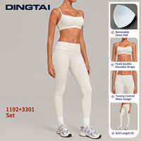 Ensemble de sport deux pièces Dingtai rembourré à col carré et double bretelle, avec leggings froncés à taille repliable pour femme