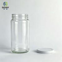 Pot en verre étroit et haut de 440 ml, avec couvercle à vis, vide, pour conserves, produits marinés et stockage domestique de grande capacité