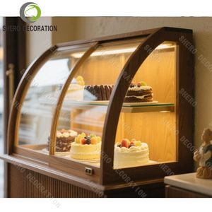 Vitrine à pain en bois durable et personnalisée, comptoir de présentation de gâteaux et de desserts en verre, mobilier de boulangerie pour la conception de boulangeries. - Product Image 6