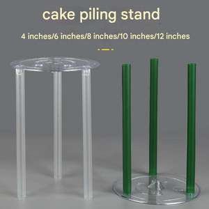 Tiges de support pour gâteaux à étages en plastique blanc de 4, 6, 8, 10, 12 pouces – Outil de construction et d'empilage pour gâteaux ronds - Product Image 3