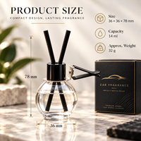 Diffuseur de parfum pour voiture, flacon rond noir suspendu 14 ml, diffuseur d'arômes pour voiture avec boîte