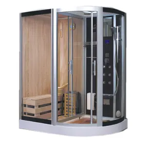 wholesale massage bathroom pure acrylic sauna steam shower enclosure wet steam wood sauna room with glass frame