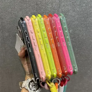 CHAOYIDIAN Étui de protection couleur unie avec lanière et dragonne pour <span class=keywords><strong>iPhone</strong></span> 16 15 14 17 Pro Max Air Plus 12 13 <span class=keywords><strong>11</strong></span> X Xr Xs - Product Image 1