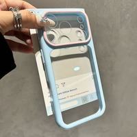 Coque de téléphone transparente antichoc INS avec grande fenêtre pour appareil photo bicolore pour iPhone 17 16 15 13 Pro Max