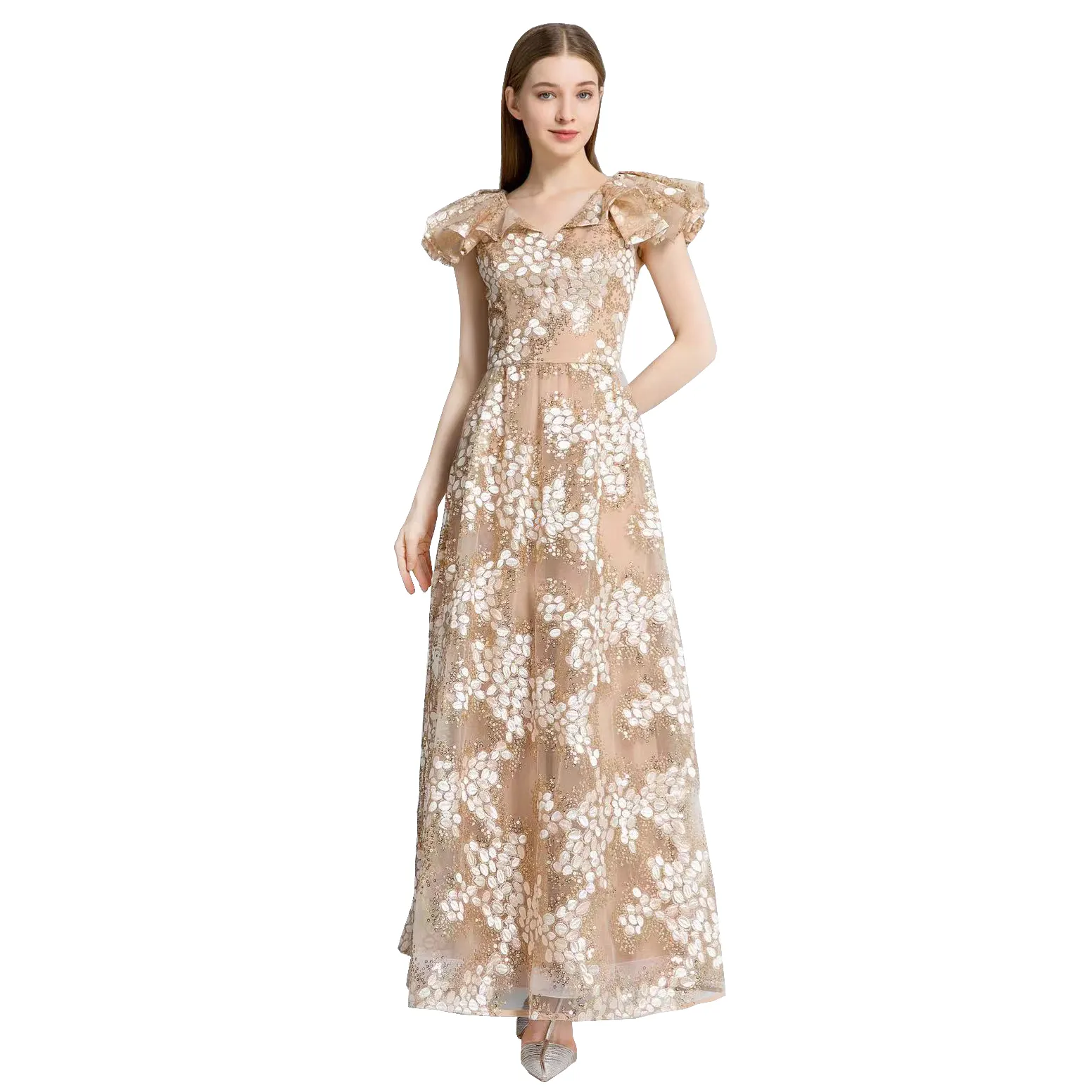 2024 New Women Fashion Clothes Luxury Floral Embroidery Elegant Ladies Party Dresses Women Modest Long Lace Evening Dress