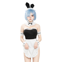 Costume de cosplay d'héroïne d'anime Rem, uniforme sexy de fille lapine avec des oreilles de lapin mignonnes, adapté aux soirées de jeu de rôle