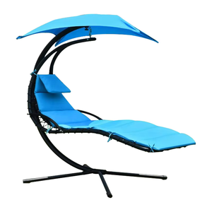 Chaise longue suspendue bleu moderne Relax balançoire de jardin avec support en arc pour patio extérieur parc cour ou porche hamac - Product Image 1