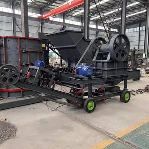 Ligne de production de concasseur à mâchoires mobile portable PE-250-400, efficace et compacte, pour la fabrication de sable et de pierres, avec moteur et roulement, capacité maximale de 15-20 t/h - Product Image 3