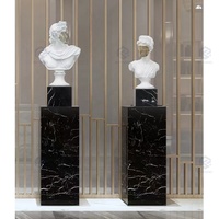 Sculpture décorative de sol pour meuble TV de salon de luxe, socle en marbre naturel en forme de cube, base en pierre