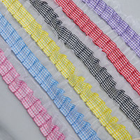 Ruban plissé multicolore en organza à carreaux gingham avec volants pour la confection de robes, vêtements et projets de bricolage (vente en gros)