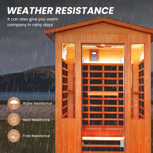 Sauna de infrarrojos lejanos para 2 personas, cabina de sauna tradicional para exteriores, resistente a la intemperie, de madera maciza de cedro rojo y abeto canadiense, para jardín. - Product Image 6