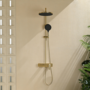 Hochwertiges <span class=keywords><strong>LUSA</strong></span> Modernes Chrom-Duschsystem mit Regenduschkopf, Wandmontage, Gebürstete Oberfläche, Keramik-Ventilkern - Product Image 2