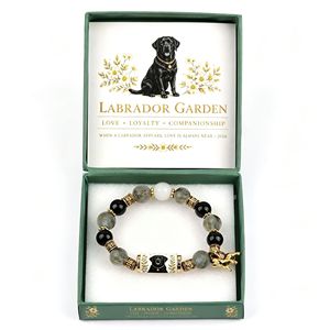 Pulsera Elástica Hecha a Mano con Cuentas de Calcedonia y Dije de Perro <span class=keywords><strong>Labrador</strong></span> de Aleación, Joyería Unisex para Mascotas - Product Image 4