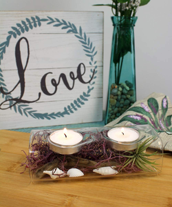 Terrario per <span class=keywords><strong>vaso</strong></span> in vetro borosilicato trasparente personalizzato con due fori per <span class=keywords><strong>piante</strong></span> <span class=keywords><strong>grasse</strong></span> Tealight Mini succulente - Product Image 3