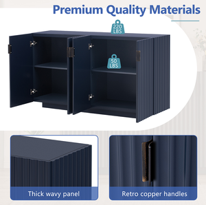 Solid Wood Modern Cabinet <b>Storage</b> <b>Sideboard</b> with 4 Fluted Doors Ample <b>Storage</b> Space Adjustable Shelves for Dining Room - Product Image 5