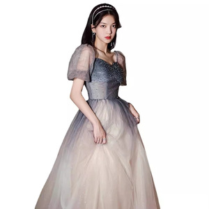 Ethereal Graduation Evening Gown Women Sweetheart Neckline Empire Waist Gray Tulle Party Dress Coming Of Age Ceremony - Product Image 5